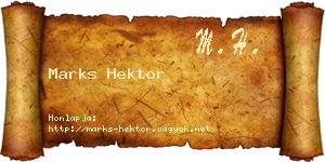 Marks Hektor névjegykártya